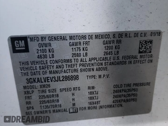 2018 GMC Terrain SLT with VIN 3GKALVEV3JL286898, listed as a Copart auction lot 87031804 with 112,185 mi miles and Salvage Title. Bid and sale history available at carsss.com. Image 13.