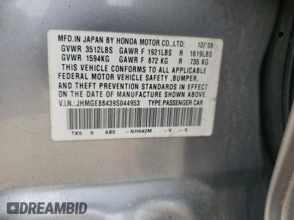 2009 Honda Fit Sport with VIN JHMGE88439S044953, listed as a Copart auction lot 53801815 with 165,754 mi miles and Clean Title. Bid and sale history available at carsss.com. Image 13.