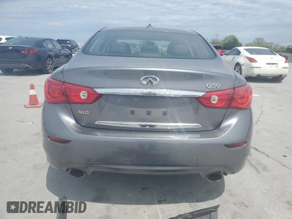 2015 Infiniti Q50 with VIN JN1BV7AR2FM423621, listed as a Copart auction lot 53510465 with 136,355 mi miles and Salvage Title. Bid and sale history available at carsss.com. Image 6.