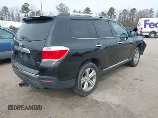 2012 Toyota Highlander Limited with VIN 5TDDK3EH7CS170207, listed as a IAAI auction lot 41711679 with 1 mi miles. Bid and sale history available at carsss.com. Image 4.