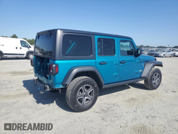 2020 Jeep Wrangler Unlimited Sport S with VIN 1C4HJXDG7LW110125, listed as a Copart auction lot 62470755 with 81,594 mi miles and Salvage title. Bid and sale history available at DreamBid. Image 3.