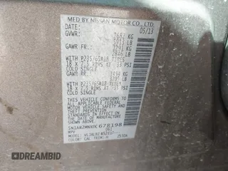 2013 Nissan Pathfinder Platinum with VIN 5N1AR2MNXDC678198, listed as a IAAI auction lot 41647304 with 196,601 mi miles. Bid and sale history available at carsss.com. Image 9.