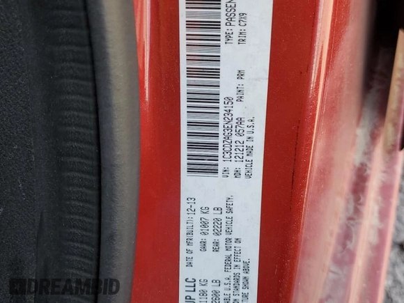 2014 Dodge Avenger SE with VIN 1C3CDZAG3EN234150, listed as a Copart auction lot 62183455 with 71,071 mi miles and Salvage title. Bid and sale history available at DreamBid. Image 12.