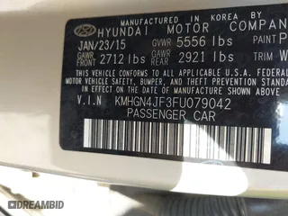 2015 Hyundai Genesis 5.0L with VIN KMHGN4JF3FU079042, listed as a IAAI auction lot 41696557 with 119,939 mi miles. Bid and sale history available at carsss.com. Image 9.