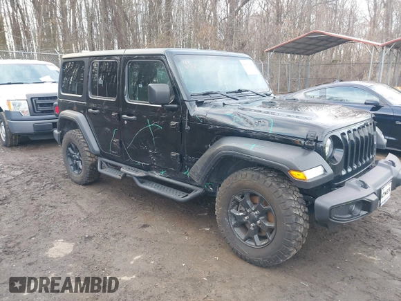 2022 Jeep Wrangler Unlimited Sport S with VIN 1C4HJXDG1NW141244, listed as a IAAI auction lot 41532388 with 27,829 mi miles. Bid and sale history available at carsss.com. Image 1.