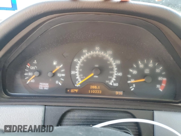 1998 Mercedes-Benz E-Class with VIN WDBJF65FXWA677383, listed as a Copart auction lot 65655114 with 110,333 mi miles and Clean Title. Bid and sale history available at carsss.com. Image 9.