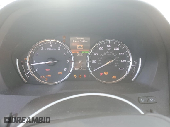2019 Acura MDX with VIN 5J8YD4H3XKL034124, listed as a Copart auction lot 45996825 with 73,569 mi miles and Salvage Title. Bid and sale history available at carsss.com. Image 9.