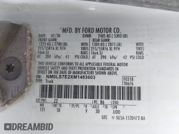 2021 Ford Transit Connect XL с VIN NM0LS7E2XM1483603, выставлен на аукционе IAAI как лот 41613910 с пробегом 9 810 миль миль и . История ставок и продаж доступна на DreamBid. Изображение 9.