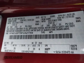 2015 Ford Escape S with VIN 1FMCU0F75FUA21784, listed as a IAAI auction lot 41625255 with 179,885 mi miles. Bid and sale history available at carsss.com. Image 9.