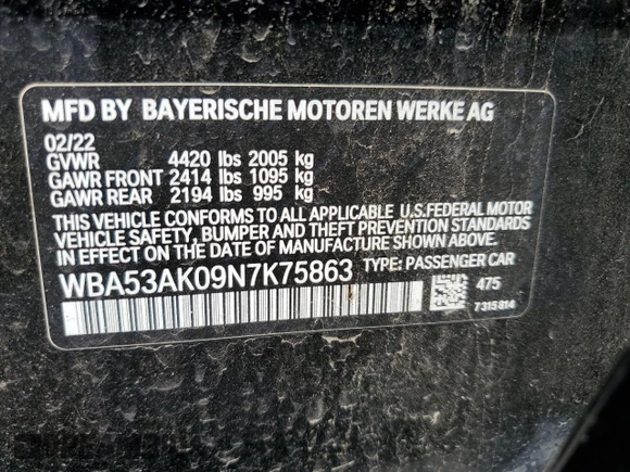 2022 BMW 2 Series 228i z VIN WBA53AK09N7K75863, wystawiony jako Copart lot #70836024 z przebiegiem 34 707 mil mil oraz Szkoda całkowita • Salvage title. Historia ofert i sprzedaży dostępna na DreamBid. Obrazek 12.