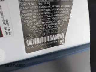 2021 Land Rover Range Rover Westminster z VIN SALGS2RUXMA446580, wystawiony jako IAAI lot #42093231 z przebiegiem 45 416 mil mil oraz . Historia ofert i sprzedaży dostępna na DreamBid. Obrazek 9.