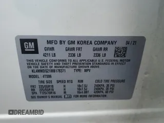 2021 Buick Encore GX Select with VIN KL4MMDS21MB178371, listed as a Copart auction lot 59591225 with Not provided miles and Salvage title. Bid and sale history available at DreamBid. Image 13.