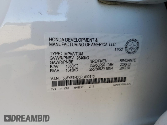 2023 Acura MDX w/A-Spec Package z VIN 5J8YE1H05PL802410, wystawiony jako Copart lot #53023675 z przebiegiem 15 366 mil mil oraz Czysty tytuł • Clean title. Historia ofert i sprzedaży dostępna na DreamBid. Obrazek 14.