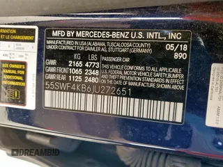 2018 Mercedes-Benz C 300 with VIN 55SWF4KB6JU272651, listed as a Copart auction lot 52939055 with 182,929 mi miles and Clean title. Bid and sale history available at DreamBid. Image 12.