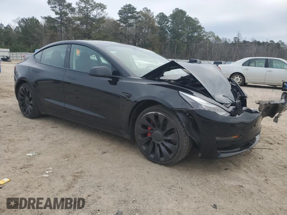 2022 Tesla Model 3 Performance with VIN 5YJ3E1EC1NF267857, listed as a Copart auction lot 88029995 with 38,080 mi miles and Salvage Title. Bid and sale history available at DreamBid. Image 4.