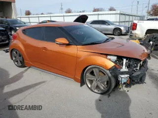 2013 Hyundai Veloster Turbo w/Black Int with VIN KMHTC6AE2DU173885, listed as a Copart auction lot 76492614 with 63,176 mi miles and Salvage Title. Bid and sale history available at carsss.com. Image 4.