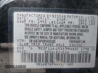 2017 Nissan Sentra SR with VIN 3N1AB7AP4HY405480, listed as a IAAI auction lot 42486083 with 113,268 mi miles and . Bid and sale history available at DreamBid. Image 9.