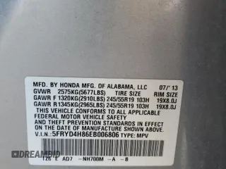 2014 Acura MDX Advance with VIN 5FRYD4H86EB006806, listed as a Copart auction lot 45512645 with Not Provided miles and Salvage Title. Bid and sale history available at DreamBid. Image 13.
