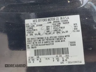 2004 Ford Ranger XL with VIN 1FTYR14U34PA65739, listed as a IAAI auction lot 42201111 with Not provided miles and . Bid and sale history available at DreamBid. Image 9.