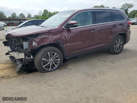 2019 Toyota Highlander SE with VIN 5TDKZRFH4KS348934, listed as a Copart auction lot 53973054 with 46,556 mi miles and Salvage Title. Bid and sale history available at carsss.com. Image 1.
