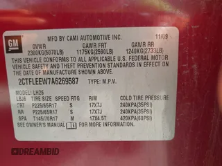 2010 GMC Terrain SLE-2 z VIN 2CTFLEEW7A6269587, wystawiony jako IAAI lot #42231472 z przebiegiem 185 696 mil mil oraz . Historia ofert i sprzedaży dostępna na DreamBid. Obrazek 9.