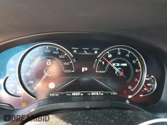 2020 BMW X3 M Competition with VIN 5YMTS0C00L9B87978, listed as a Copart auction lot 66391204 with 49,431 mi miles and Salvage Title. Bid and sale history available at carsss.com. Image 9.