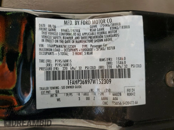 2007 Ford Focus SE с VIN 1FAHP36N97W152309, выставлен на аукционе Copart как лот 44150125 с пробегом 190 779 миль миль и Списание • Salvage title. История ставок и продаж доступна на DreamBid. Изображение 12.