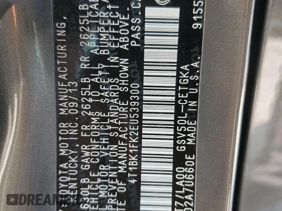 2014 Toyota Camry SE with VIN 4T1BK1FK2EU539300, listed as a Copart auction lot 72470064 with 0 mi miles and Salvage Title. Bid and sale history available at carsss.com. Image 12.