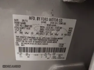 2012 Ford Edge SE with VIN 2FMDK3GCXCBA12605, listed as a IAAI auction lot 41728885 with 162,875 mi miles. Bid and sale history available at carsss.com. Image 9.