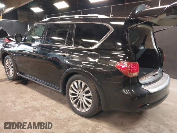 2017 Infiniti QX80 with VIN JN8AZ2NE1H9160930, listed as a IAAI auction lot 42080203 with 92,222 mi miles. Bid and sale history available at carsss.com. Image 3.