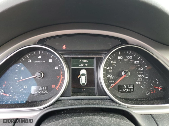 2012 Audi Q7 3.0T S line with VIN WA1DGAFE1CD009562, listed as a Copart auction lot 45904125 with 124,378 mi miles and Salvage Title. Bid and sale history available at carsss.com. Image 9.