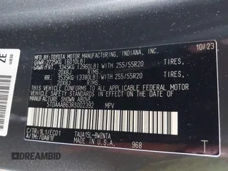 2024 Lexus TX 350 with VIN 5TDAAAB63RS002392, listed as a IAAI auction lot 42384641 with 62,857 mi miles and . Bid and sale history available at DreamBid. Image 9.