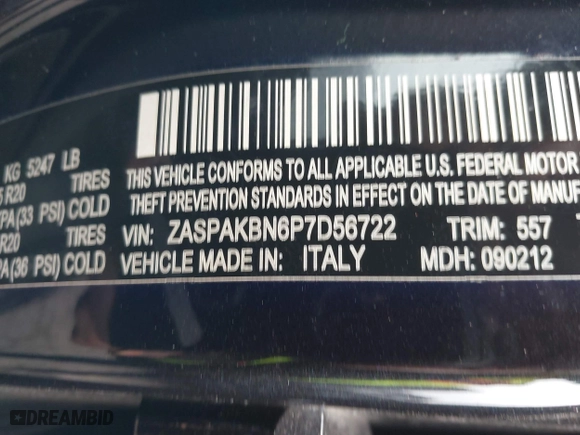 2023 Alfa Romeo Stelvio Ti with VIN ZASPAKBN6P7D56722, listed as a IAAI auction lot 41363962 with 50,073 mi miles. Bid and sale history available at carsss.com. Image 9.