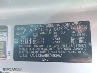 2017 Kia Soul ! with VIN KNDJX3AA8H7493941, listed as a IAAI auction lot 41405896 with 123,871 mi miles. Bid and sale history available at carsss.com. Image 9.