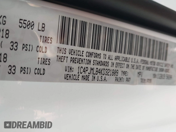 2019 Jeep Cherokee Latitude Plus with VIN 1C4PJMLB4KD321809, listed as a IAAI auction lot 40982234 with 132,496 mi miles. Bid and sale history available at carsss.com. Image 9.