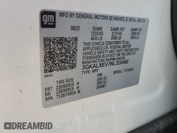 2022 GMC Terrain Denali with VIN 3GKALXEV7NL310492, listed as a Copart auction lot 64192455 with 12,081 mi miles and Clean title. Bid and sale history available at DreamBid. Image 13.