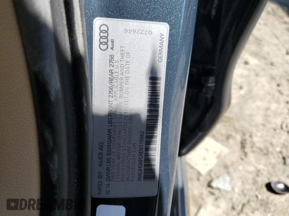 2014 Audi A6 Prestige z VIN WAUHGAFCXEN115962, wystawiony jako Copart lot #52228395 z przebiegiem 134 622 mil mil oraz Szkoda całkowita • Salvage title. Historia ofert i sprzedaży dostępna na DreamBid. Obrazek 12.
