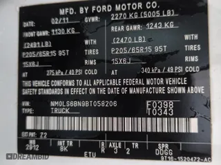 2011 Ford Transit Connect XLT with VIN NM0LS6BN9BT058206, listed as a Copart auction lot 51164985 with 116,954 mi miles and Salvage Title. Bid and sale history available at carsss.com. Image 13.