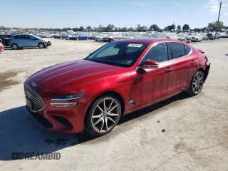 2022 Genesis G70 3.3T with VIN KMTG54TE9NU093875, listed as a Copart auction lot 77020044 with 46,971 mi miles and Salvage Title. Bid and sale history available at carsss.com. Image 1.