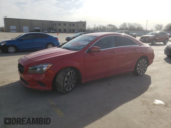 2018 Mercedes-Benz CLA with VIN WDDSJ4EB0JN599242, listed as a Copart auction lot 42423663 with 54,976 mi miles. Bid and sale history available at carsss.com. Image 1.