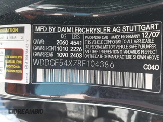 2008 Mercedes-Benz C 300 Sport with VIN WDDGF54X78F104386, listed as a IAAI auction lot 42070085 with 179,375 mi miles and . Bid and sale history available at carsss.com. Image 9.