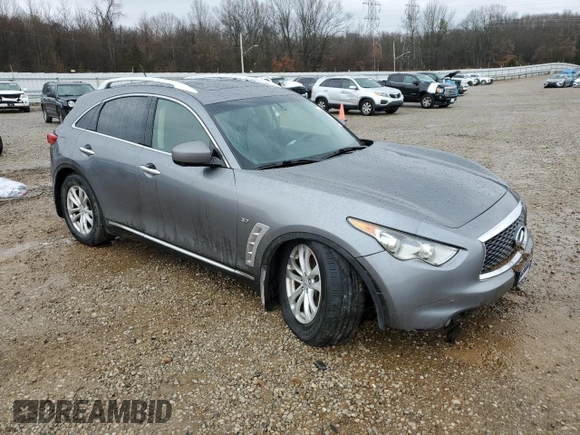 2017 Infiniti QX70 with VIN JN8CS1MW7HM410458, listed as a Copart auction lot 43272385 with 106,311 mi miles and Salvage title. Bid and sale history available at DreamBid. Image 4.