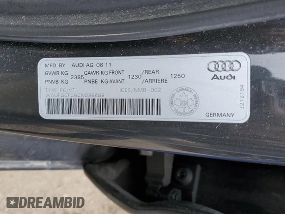 2012 Audi A6 z VIN WAUFGCFC6CN036689, wystawiony jako Copart lot #53019295 z przebiegiem 226 304 mil mil oraz Czysty tytuł • Clean title. Historia ofert i sprzedaży dostępna na DreamBid. Obrazek 12.