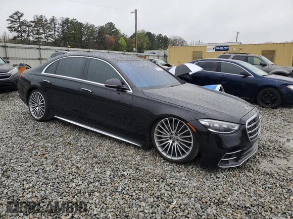 2023 Mercedes-Benz S 580 with VIN W1K6G7GB0PA184579, listed as a Copart auction lot 50176075 with 8,766 mi miles and Salvage Title. Bid and sale history available at DreamBid. Image 4.