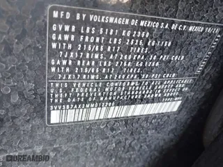 2021 Volkswagen Tiguan SE with VIN 3VV3B7AX2MM012280, listed as a IAAI auction lot 41857357 with 1 mi miles. Bid and sale history available at carsss.com. Image 9.