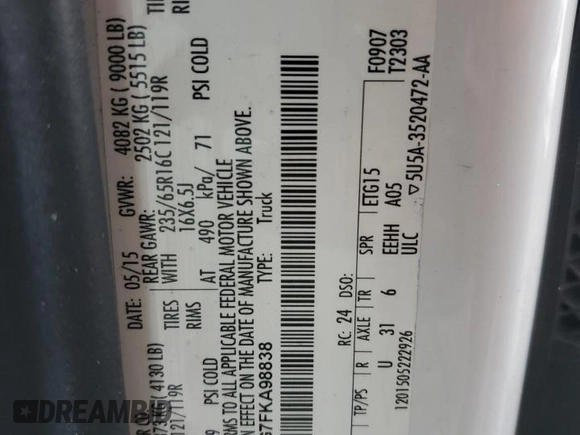 2015 Ford Transit Cargo with VIN 1FTNR1CG7FKA98838, listed as a Copart auction lot 48829135 with 233,935 mi miles and Salvage Title. Bid and sale history available at carsss.com. Image 14.