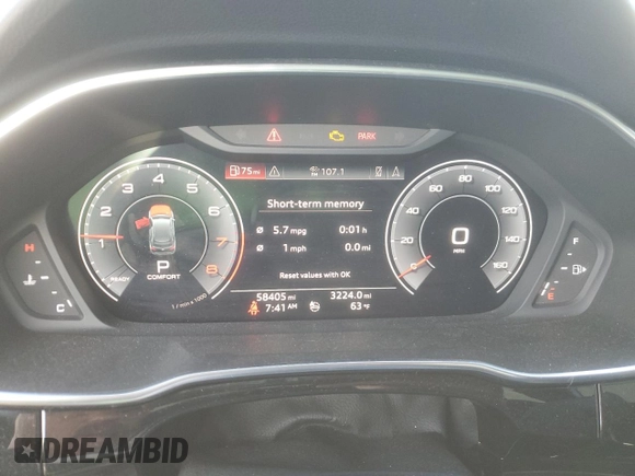 2020 Audi Q3 S line Prestige with VIN WA1FECF39L1008492, listed as a Copart auction lot 68421773 with 58,405 mi miles and Salvage Title. Bid and sale history available at carsss.com. Image 9.