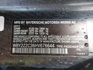 2017 BMW i8 with VIN WBY2Z2C36HV676644, listed as a IAAI auction lot 40525323 with 29,962 mi miles. Bid and sale history available at carsss.com. Image 9.