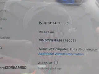 2023 Tesla Model 3 with VIN 5YJ3E1EA6PF460054, listed as a IAAI auction lot 41231368 with 29,437 mi miles and . Bid and sale history available at DreamBid. Image 12.