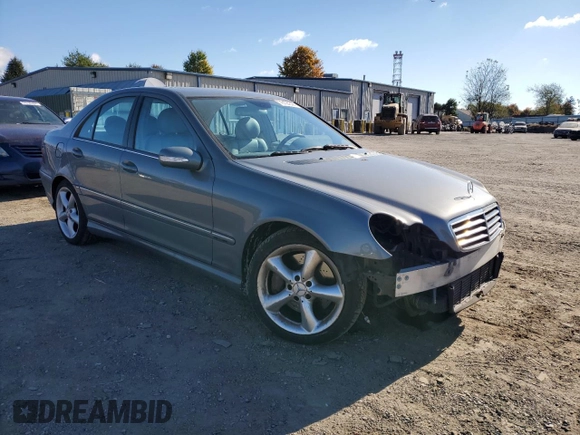 2005 Mercedes-Benz C 230 Kompressor with VIN WDBRF40J75F606095, listed as a Copart auction lot 76104344 with 234,993 mi miles and Salvage title. Bid and sale history available at DreamBid. Image 4.